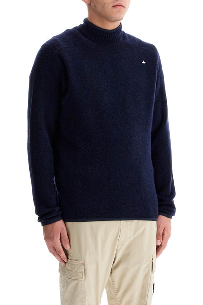 Brushed Wool Blend Pullover Sweater  - Blue