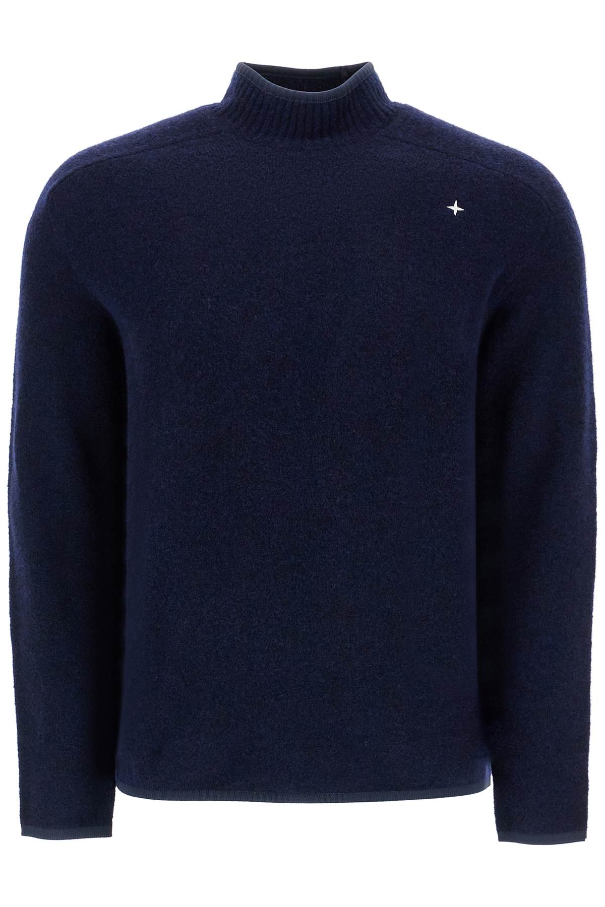 Brushed Wool Blend Pullover Sweater  - Blue