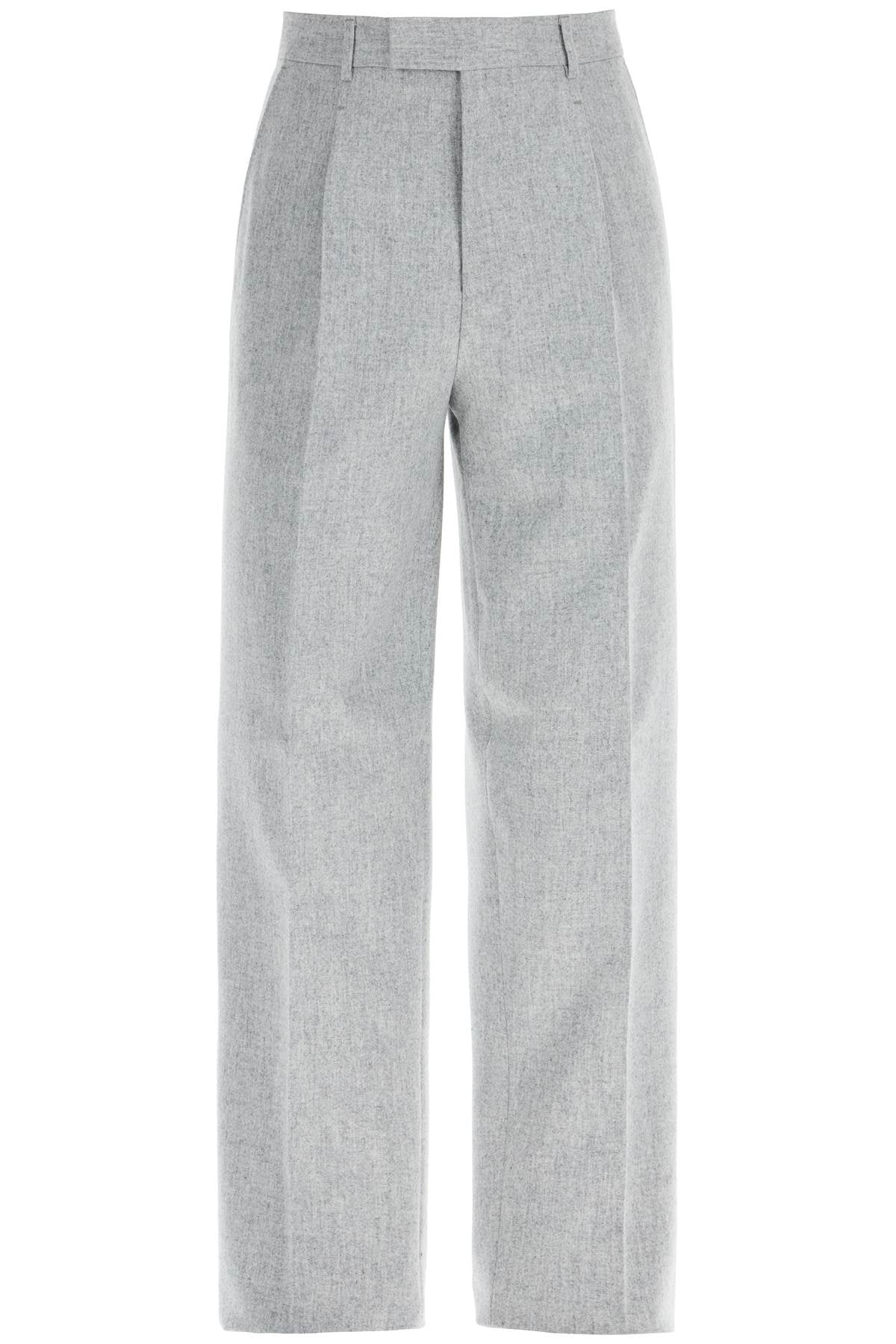 Formal Wool Trousers With Pleats  - Grey