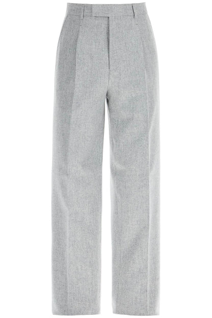 Formal Wool Trousers With Pleats  - Grey