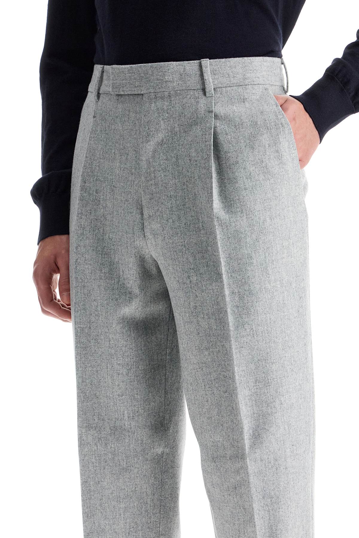 Formal Wool Trousers With Pleats  - Grey