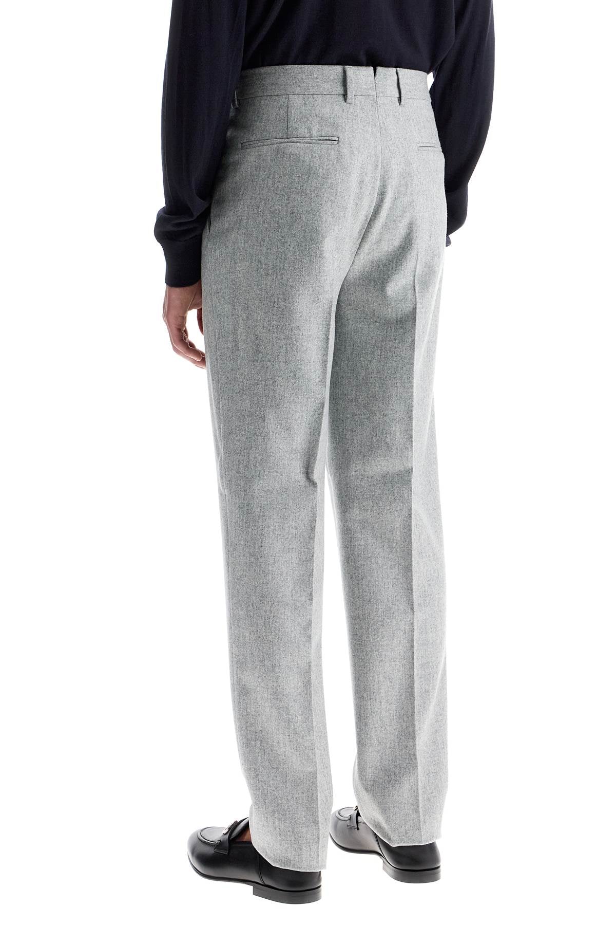 Formal Wool Trousers With Pleats  - Grey