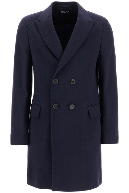 Midi Wool And Cashmere Coat  - Blue