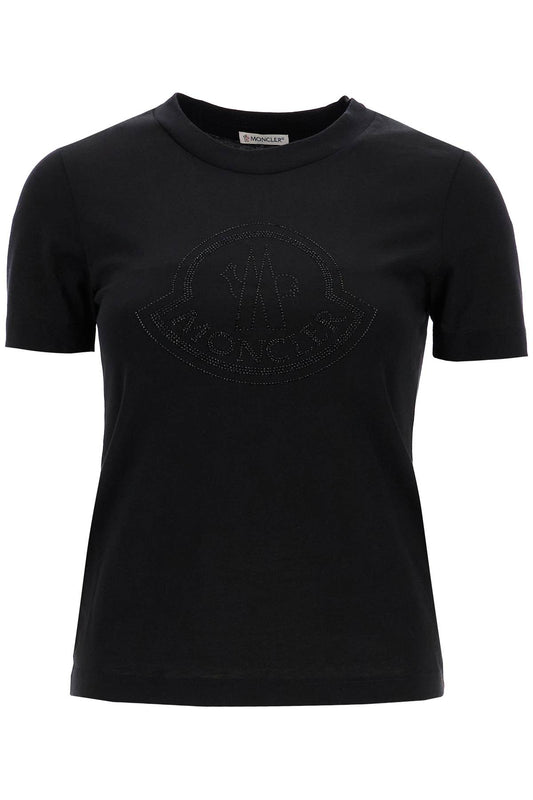 'logo Rhinestone T-shirt  - Black