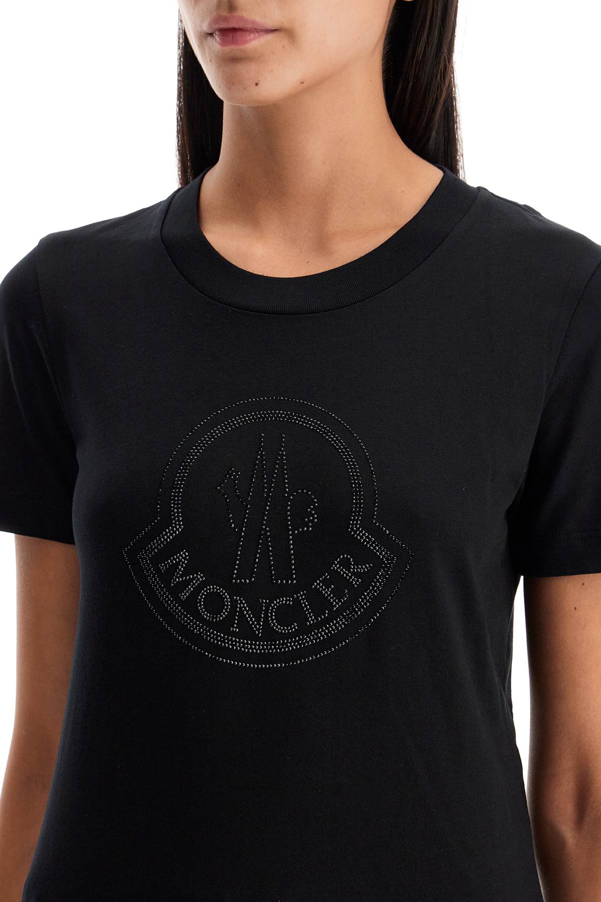 'logo Rhinestone T-shirt  - Black