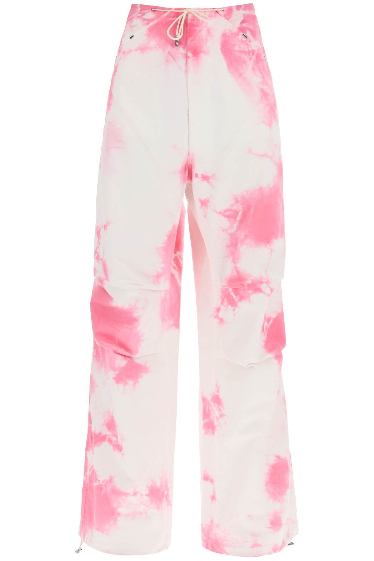 Tie-dye Cotton Baggy Pants  - Bianco