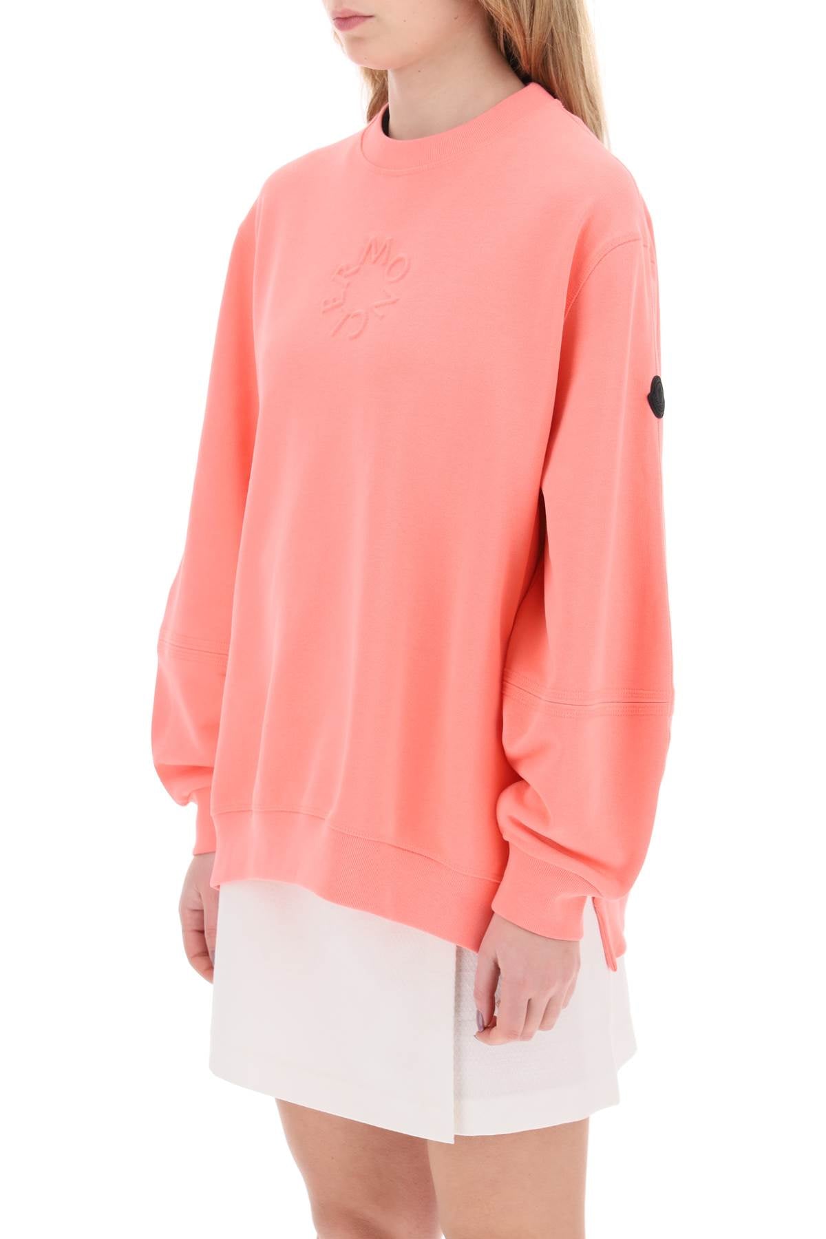 Crewneck Sweatshirt With Emb  - Pink