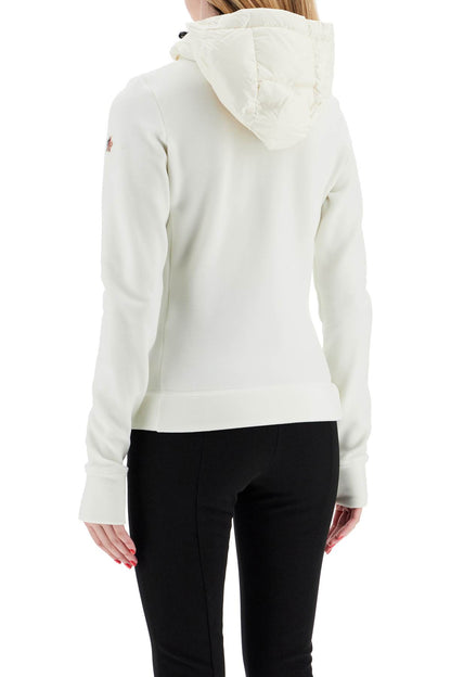 Padded Nylon And Fleece Hoodie  - White