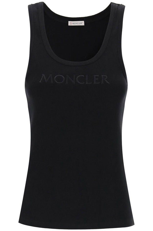 Sleeveless Ribbed Jersey Top  - Black