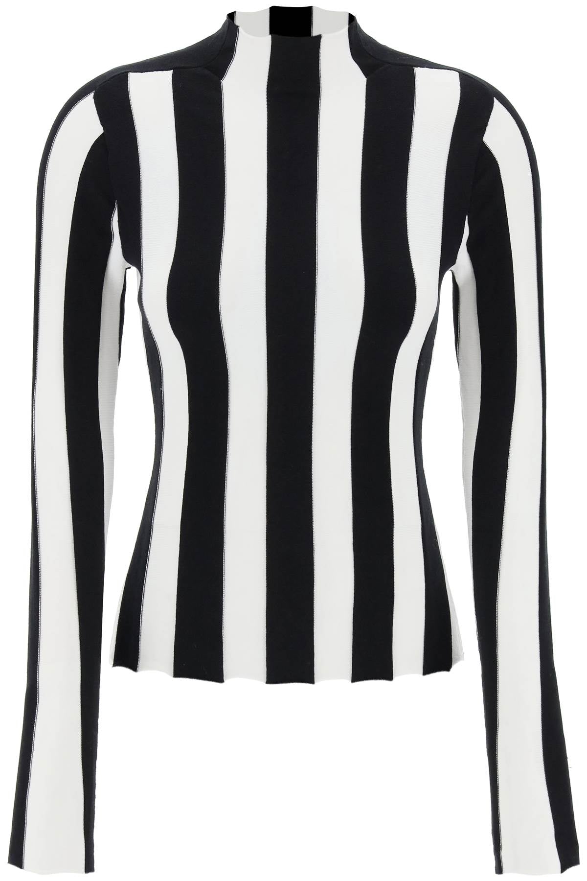 Ridley Striped Funnel-neck Sweater  - White