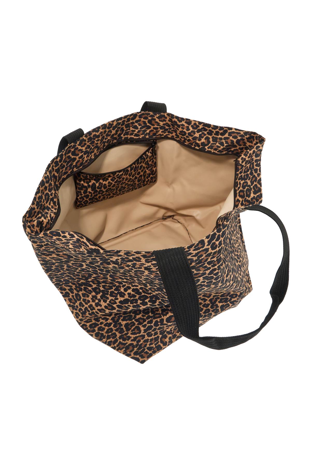 Leopard Print Xl Square Bottom Tote Bag  - Brown