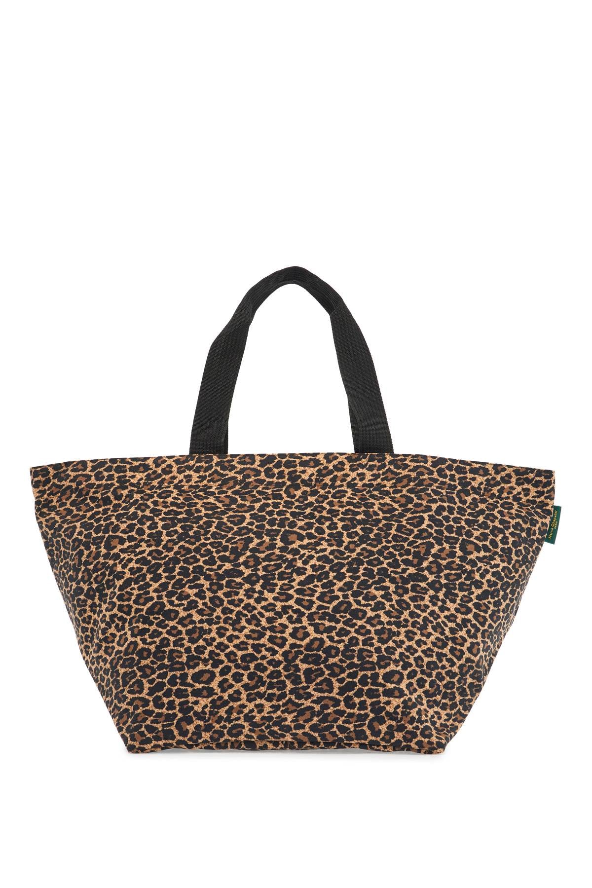 Leopard Print Xl Square Bottom Tote Bag  - Brown