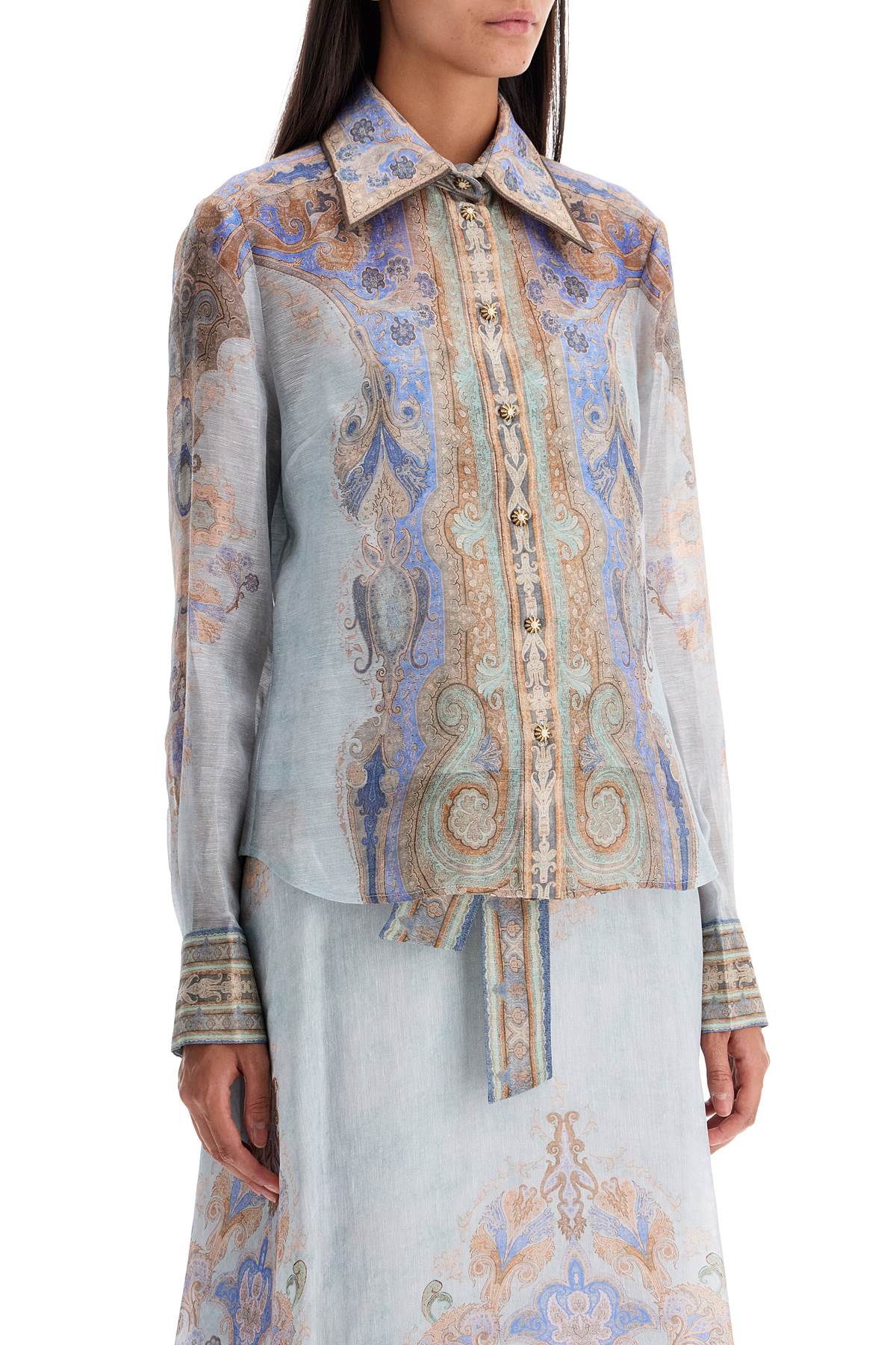 Eden Paisley Print Shirt  - Light Blue