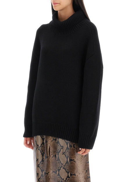 'landen' Oversized Funnel-neck Sweater  - Nero