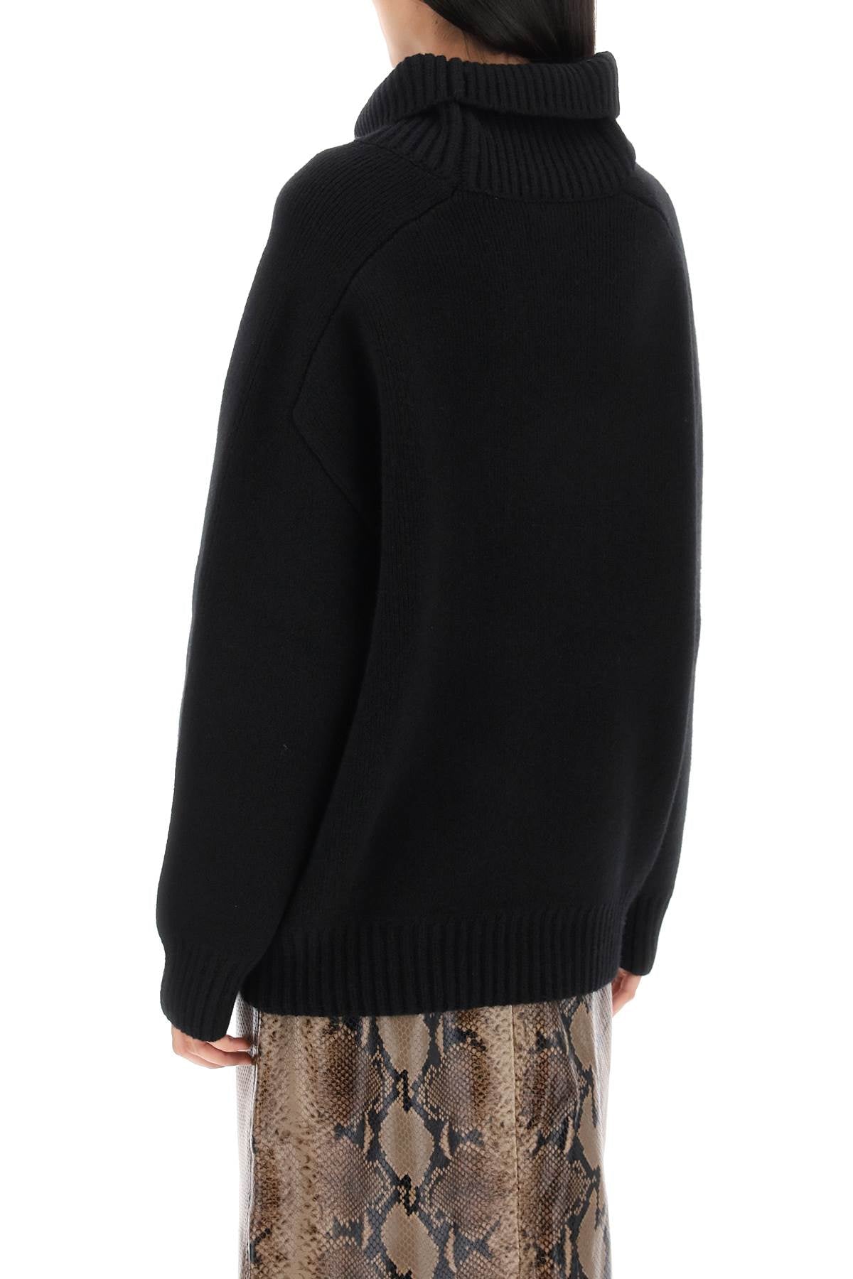 'landen' Oversized Funnel-neck Sweater  - Nero