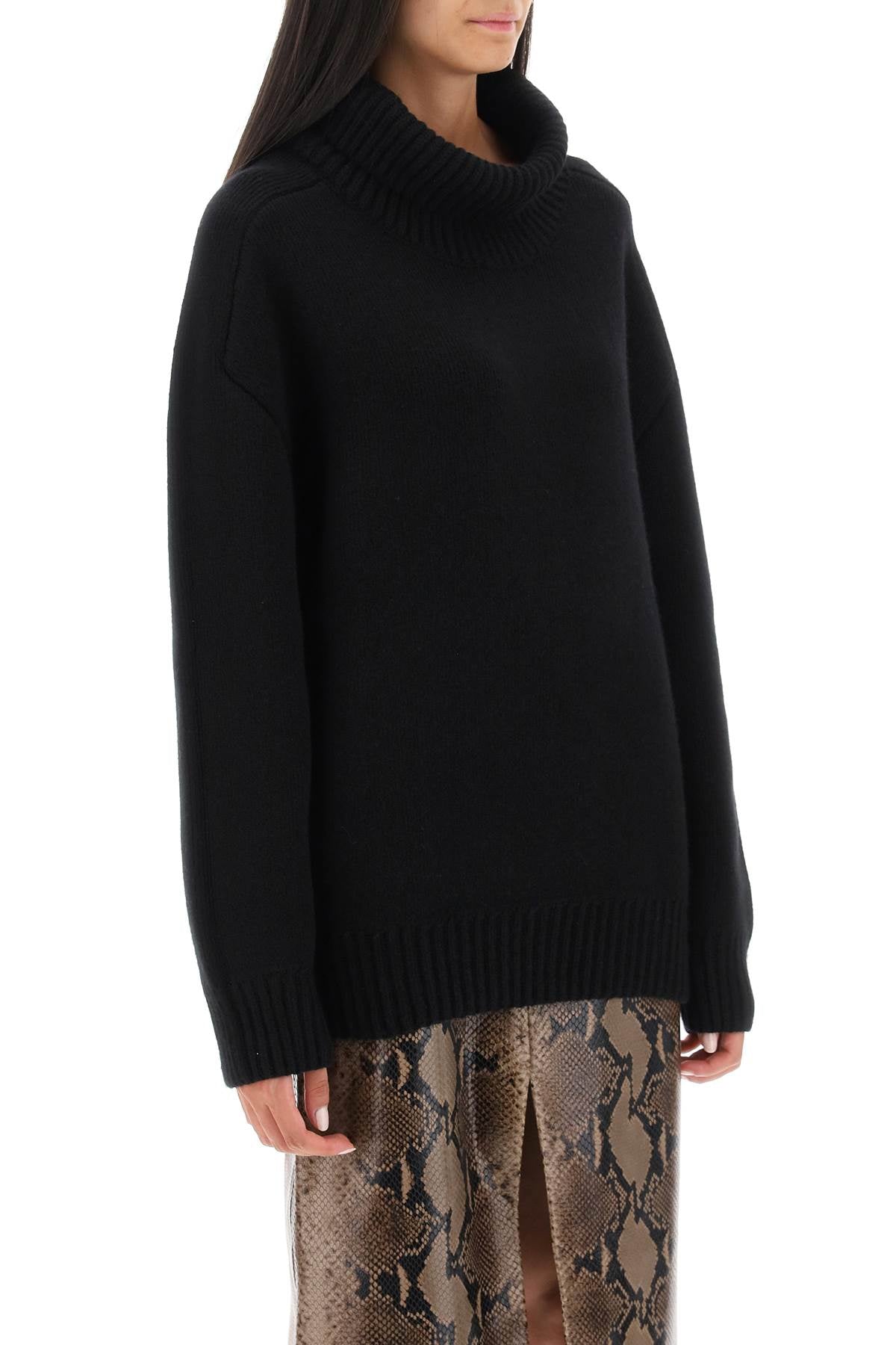 'landen' Oversized Funnel-neck Sweater  - Nero