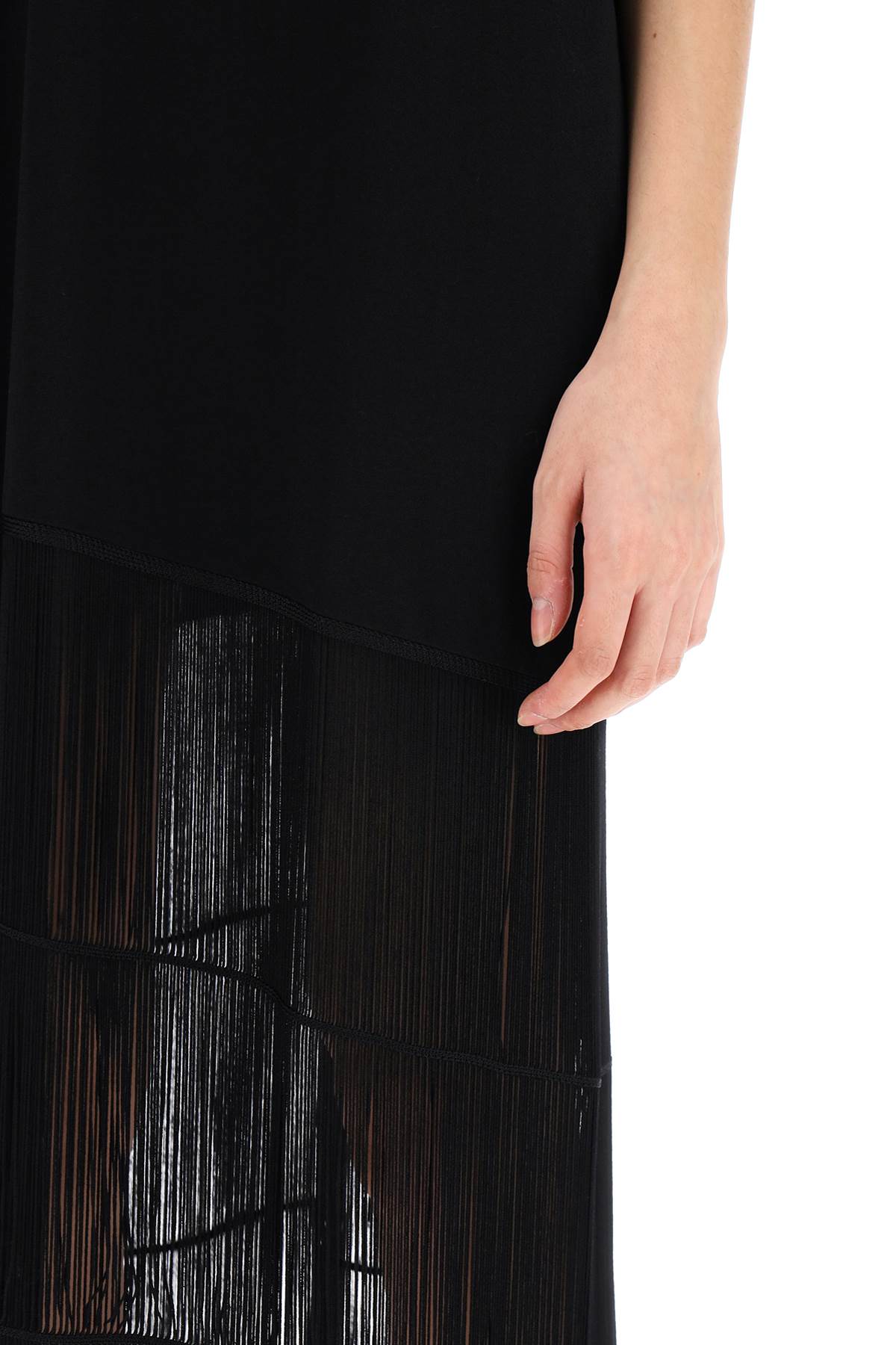 "olson Dress With Ruffled Fr  - Black