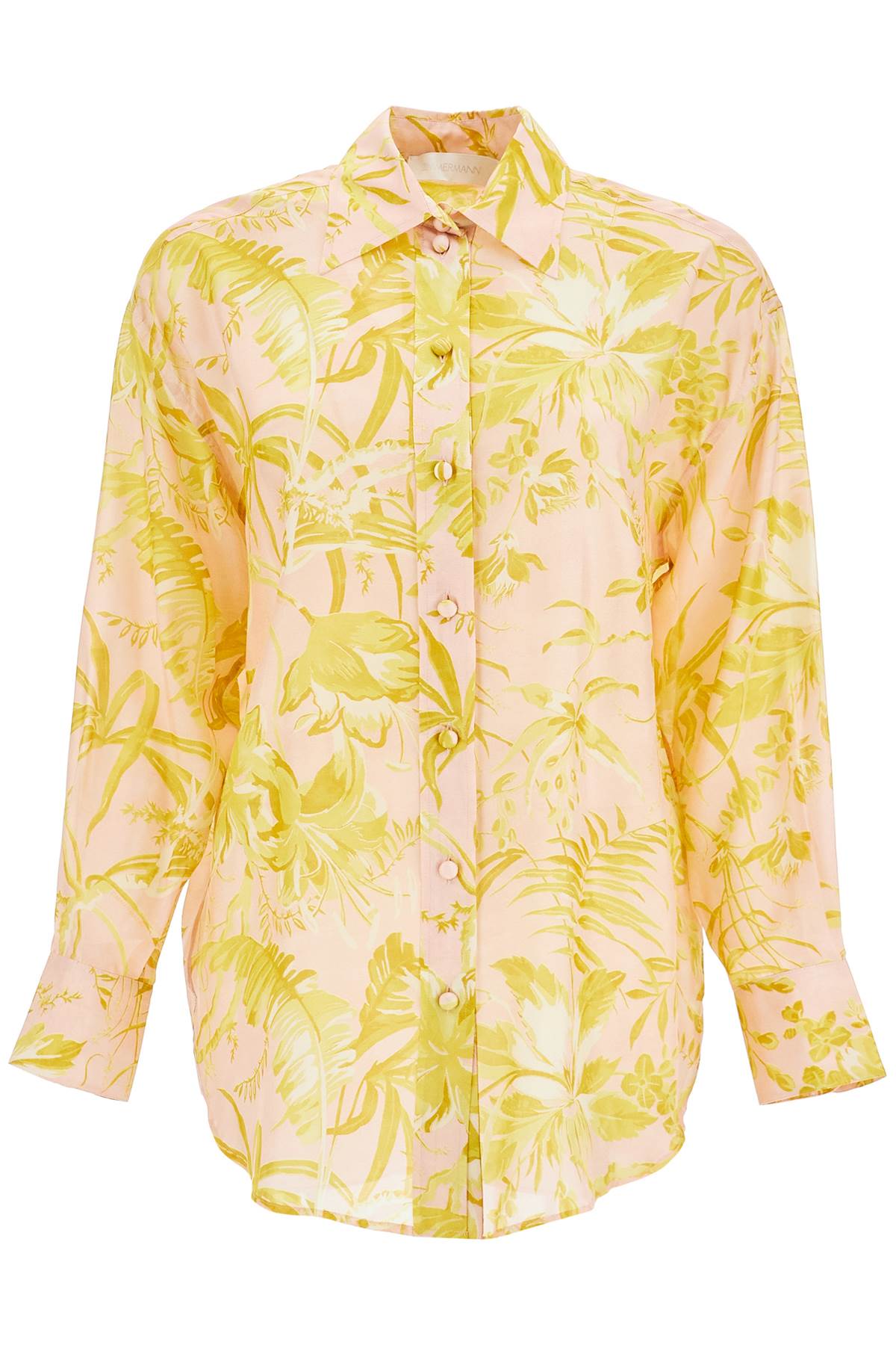 Silk Floral Print Shirt  - Pink