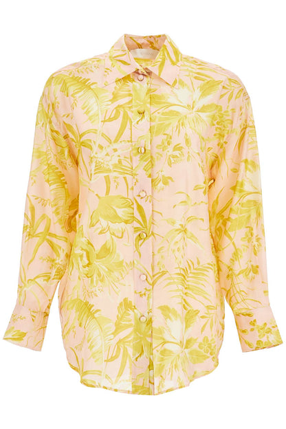 Silk Floral Print Shirt  - Pink