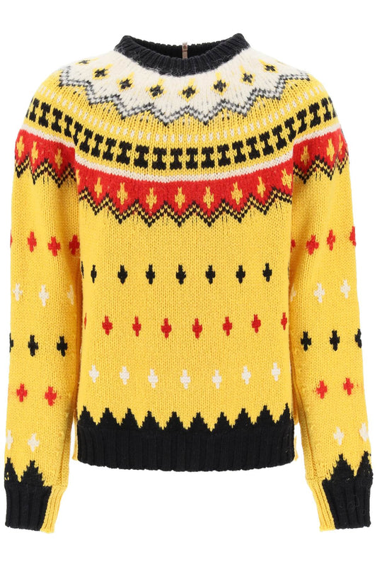 Fair Isle Sweater In Wool And Alpaca  - Giallo