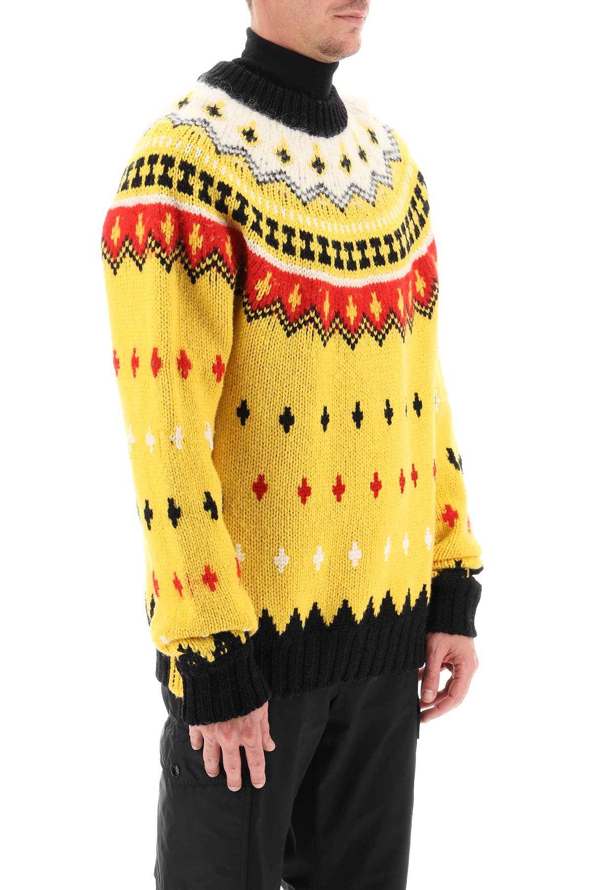 Fair Isle Sweater In Wool And Alpaca  - Giallo