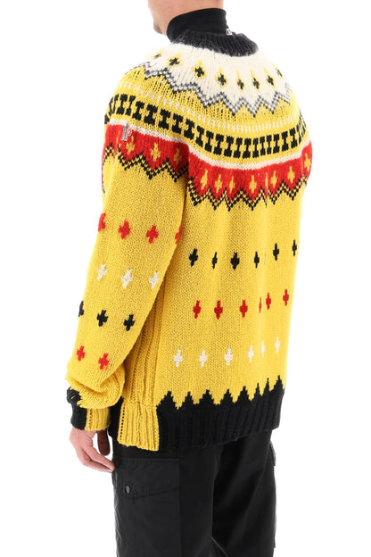 Fair Isle Sweater In Wool And Alpaca  - Giallo