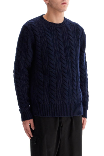 Wool And Cashmere Cable Knit Pullover  - Blue