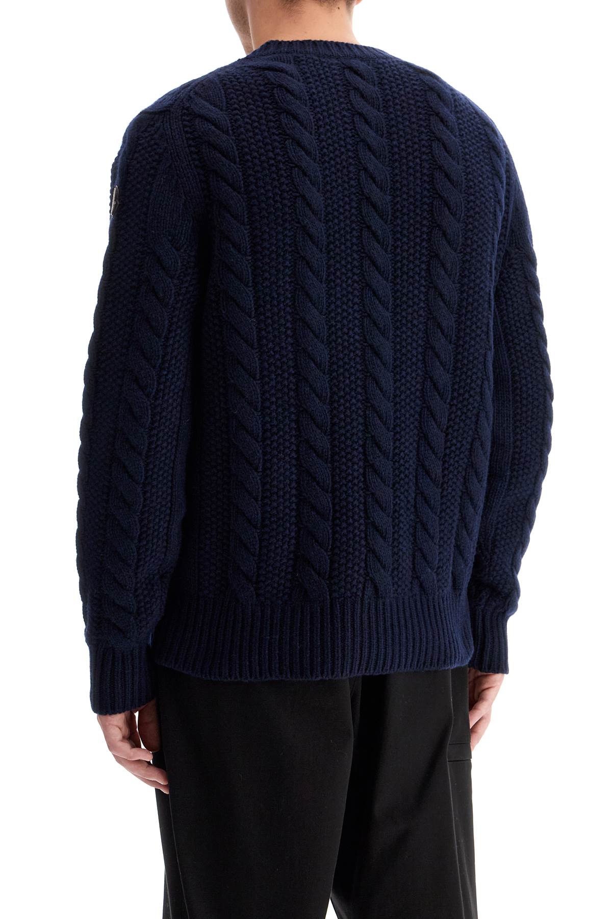 Wool And Cashmere Cable Knit Pullover  - Blue