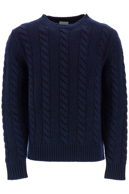 Wool And Cashmere Cable Knit Pullover  - Blue