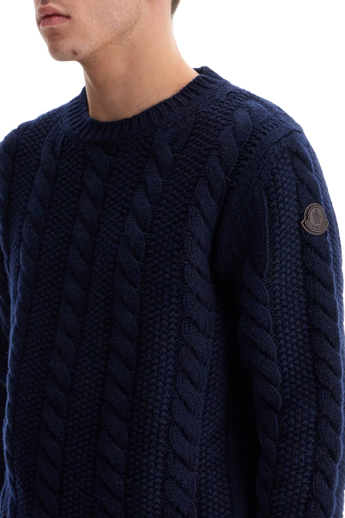 Wool And Cashmere Cable Knit Pullover  - Blue