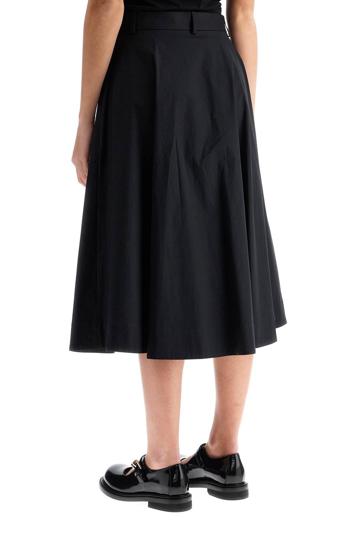 "poplin Skirt With Buttons"  - Black