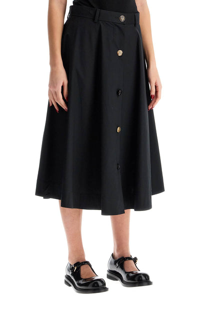 "poplin Skirt With Buttons"  - Black