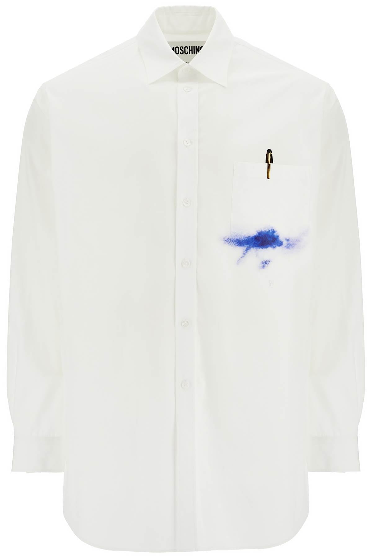 Printed Pocket Shirt With Button  - White