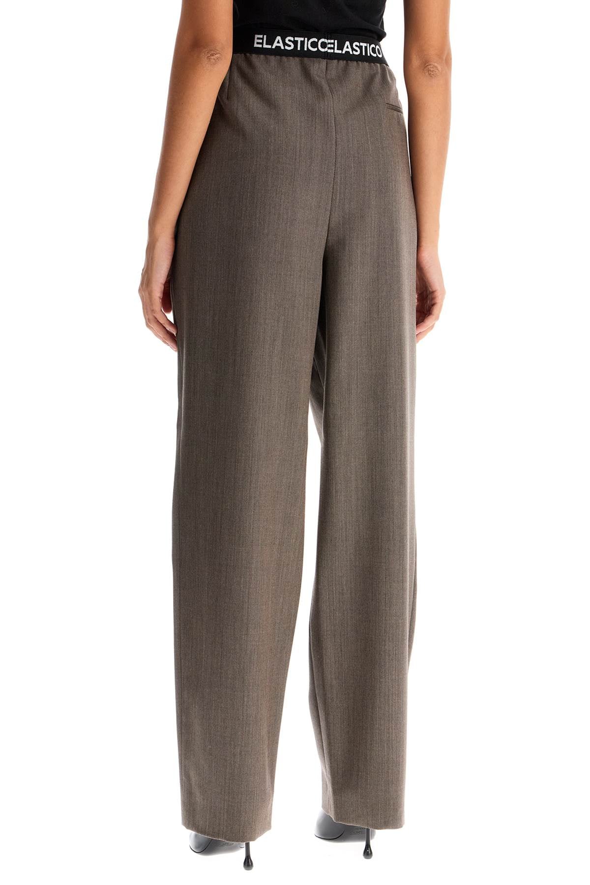 Elastic Waistband Pants  - Brown