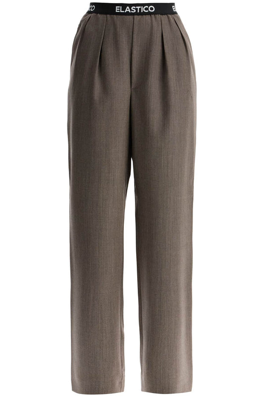 Elastic Waistband Pants  - Brown