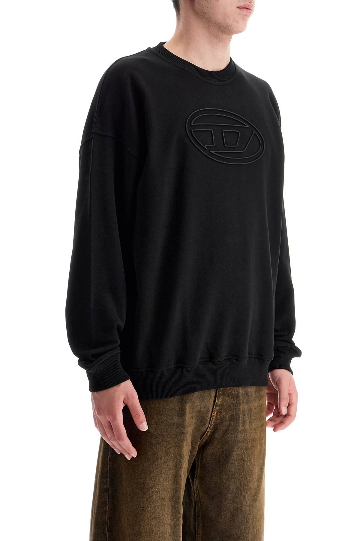 Black Cotton Sweatshirt With Embroidered S-mart-bigoval Logo  - Black