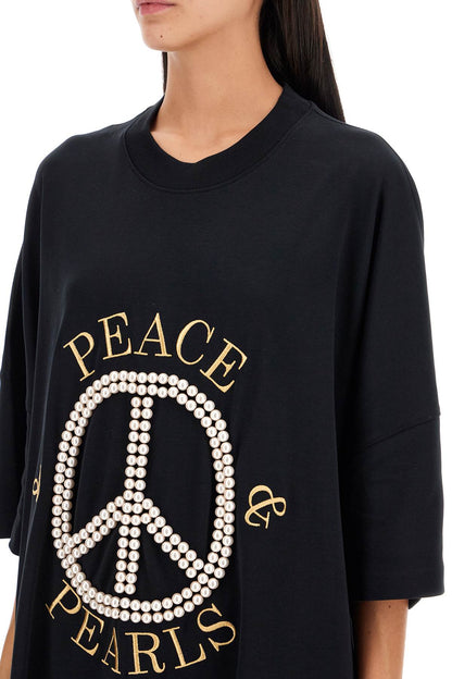 "peace & Pearls T-shirt  - Black