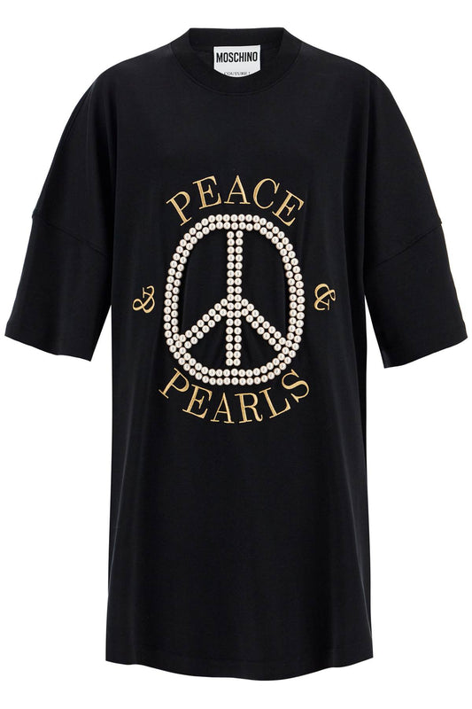 "peace & Pearls T-shirt  - Black