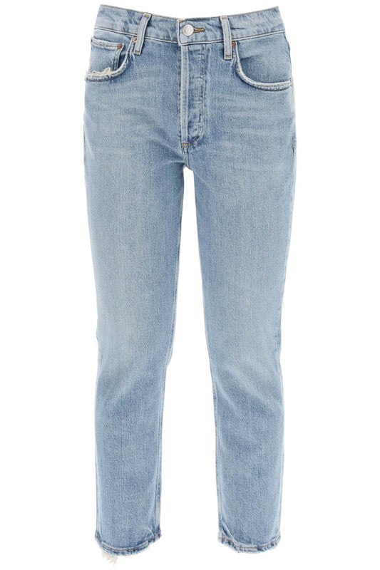 High-waisted Straight Cropped Jeans In The  - Blue