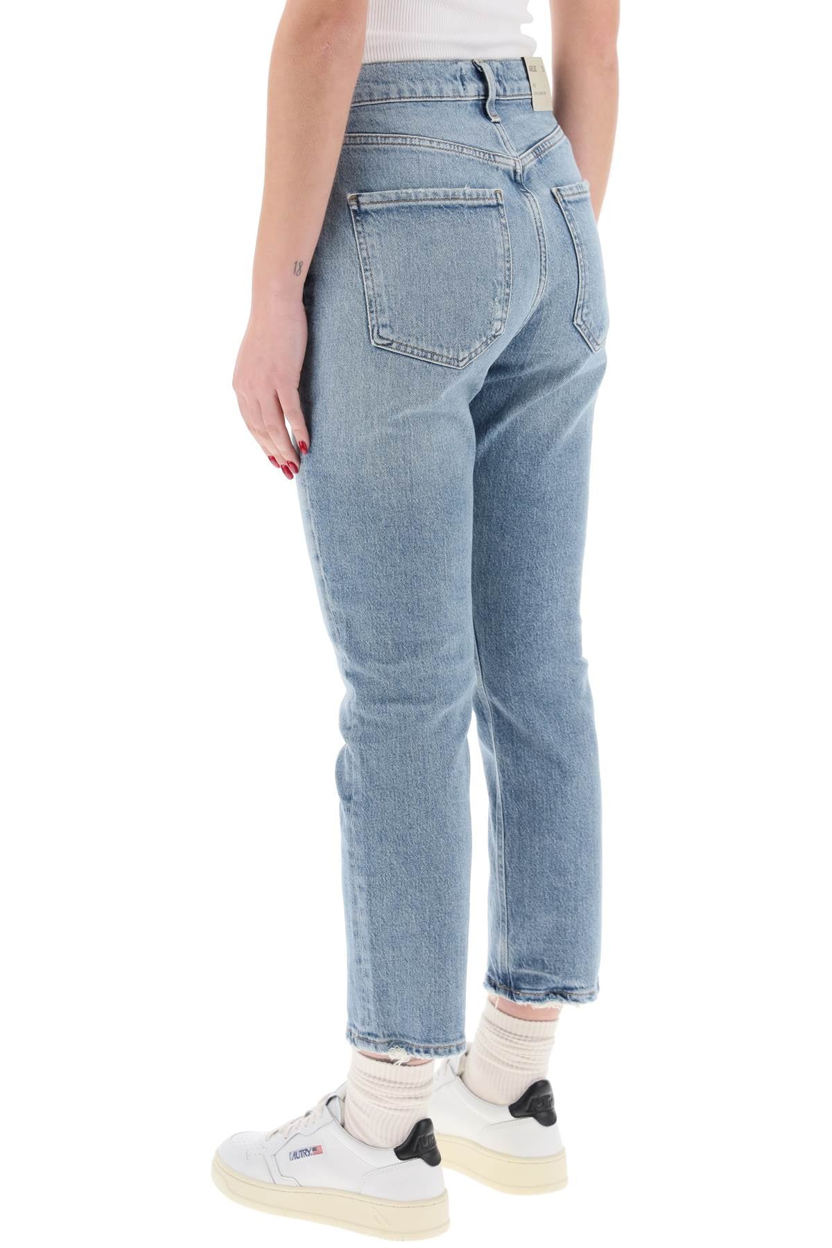 High-waisted Straight Cropped Jeans In The  - Blue