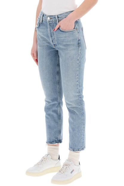 High-waisted Straight Cropped Jeans In The  - Blue