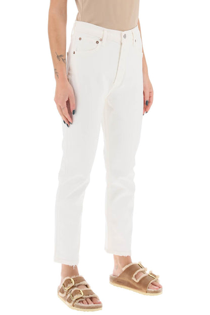 Riley High-waisted Cropped Jeans  - White