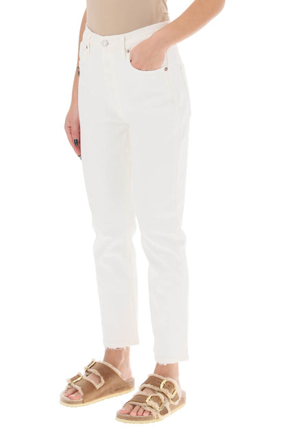 Riley High-waisted Cropped Jeans  - White