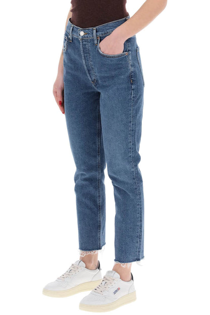 High-waisted Straight Cropped Jeans In The  - Blue