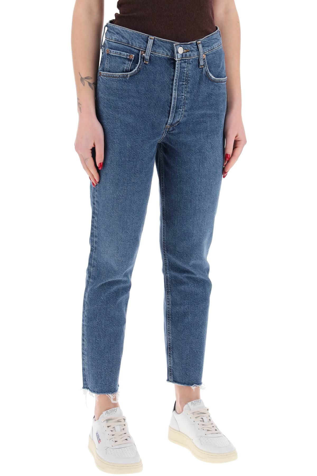 High-waisted Straight Cropped Jeans In The  - Blue