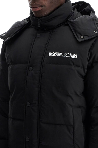 High-neck Down Jacket With Hood  - Black