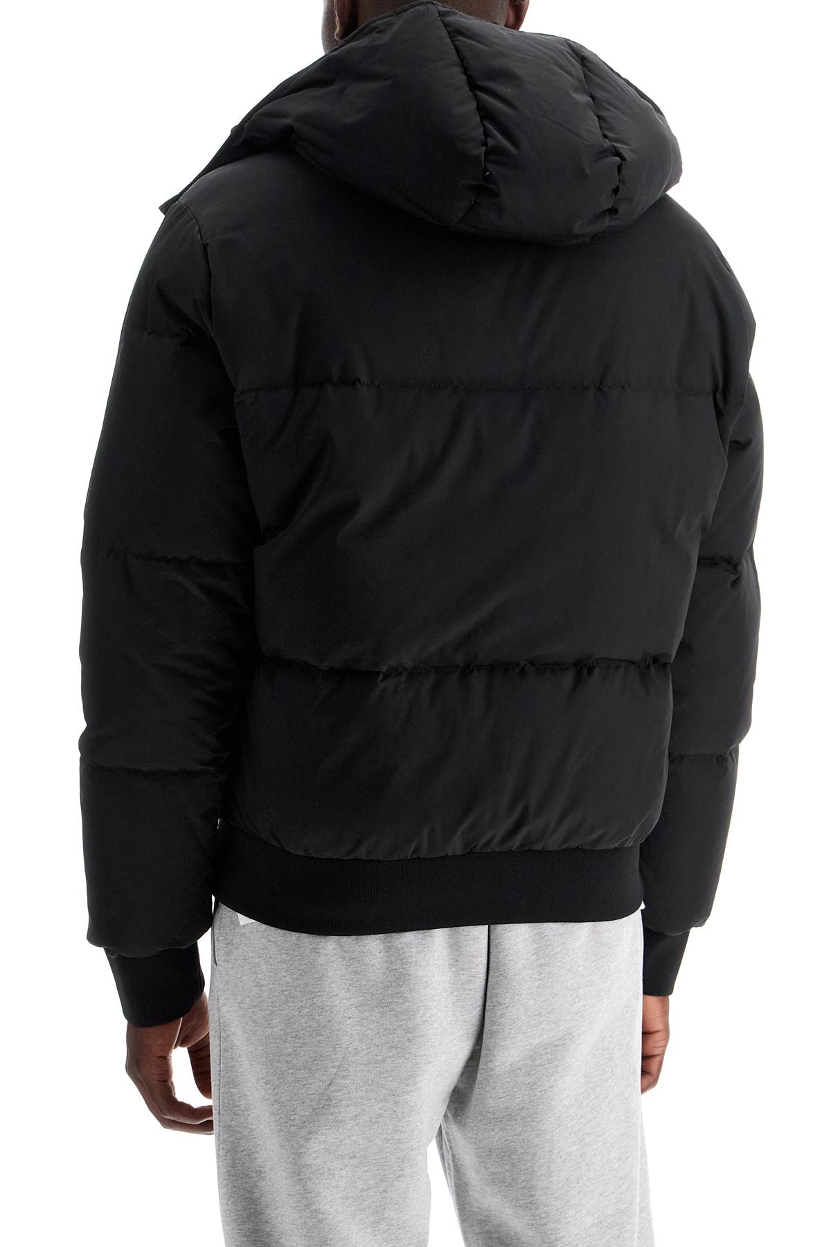 High-neck Down Jacket With Hood  - Black