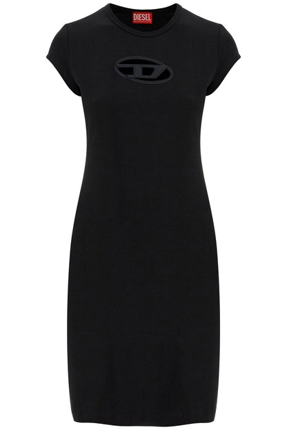 Black Cotton Dress With Central Opening Above The Knee  - Black