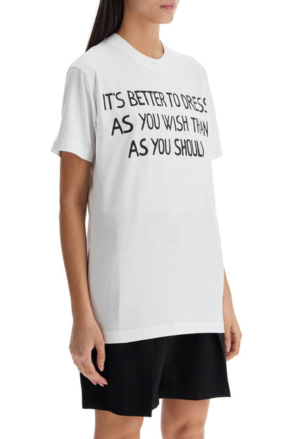 T-shirt With Lettering Print  - White