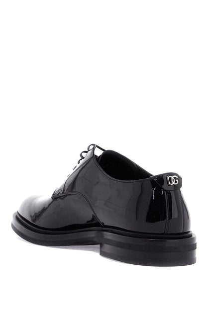 Lace-up Patent Leather Derby  - Black